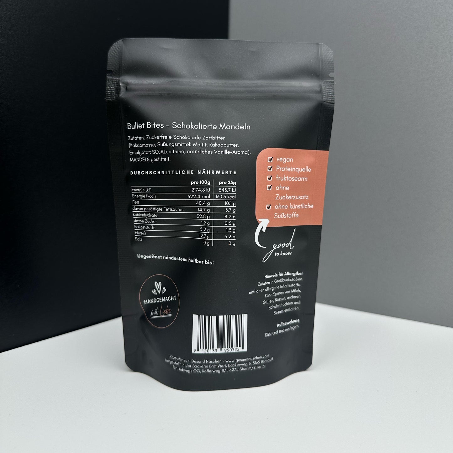 Bullet Bites - Schoko Mandeln ohne Zuckerzusatz
