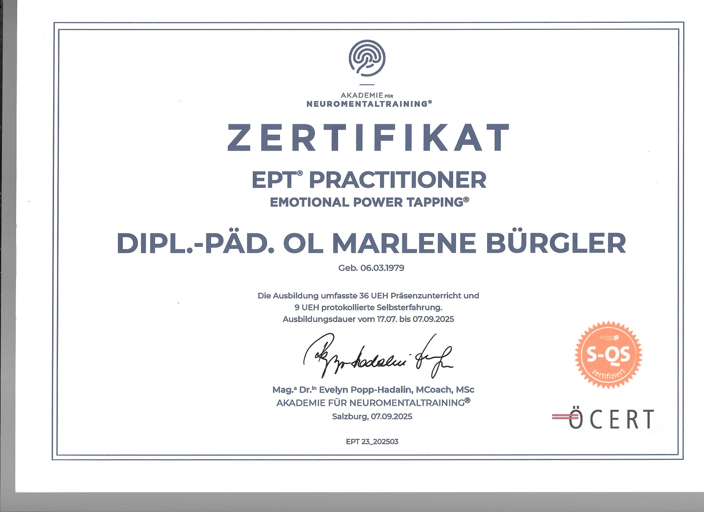 5 Sitzungen Neuro-Mental-Training EPT-Technik (Emotional Power Tapping) mit Marlene
