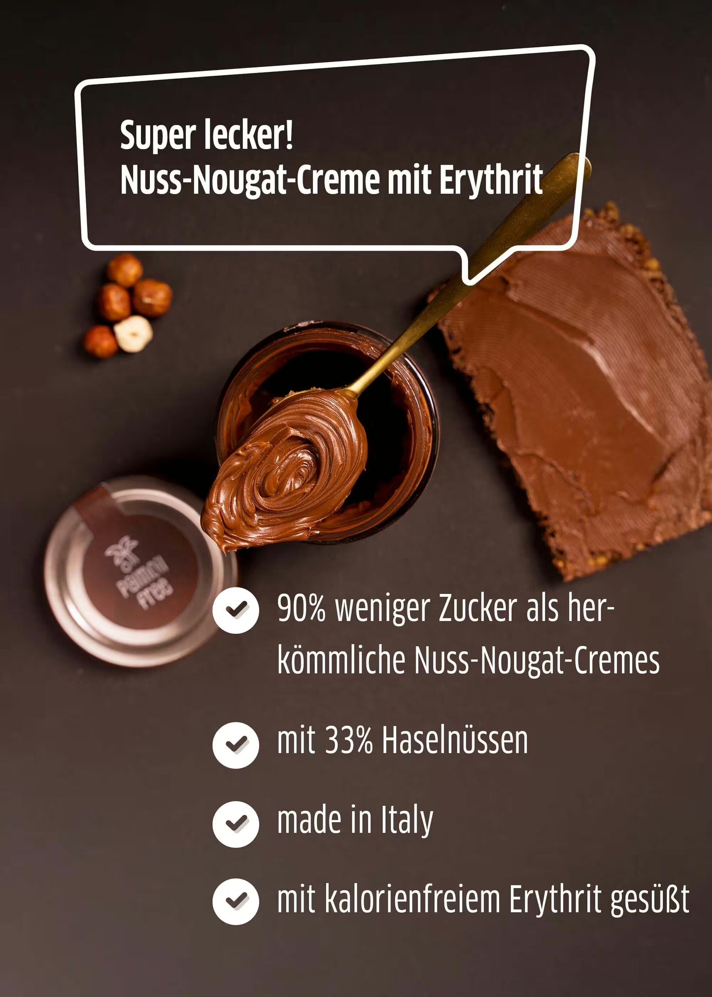 Nuss-Nougat-Creme mit Süßungsmittel Erythrit